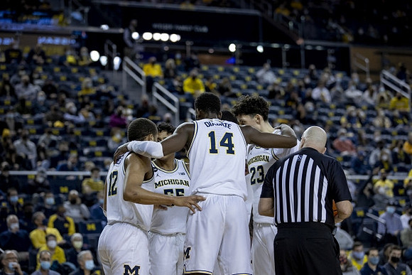 DeVante' Jones (12), Eli Brooks (55), Moussa Diabate (14), and Brandon Johns Jr. (23)