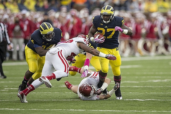 A.J. Williams (84) and Derrick Green (27)