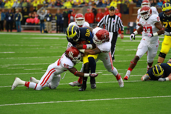 Devin Gardner (98), Kyle Bosch (65), and Michael Schofield (75)