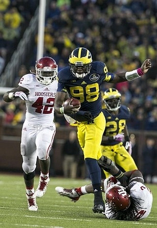 Devin Gardner (98) and Fitzgerald Toussaint (28)