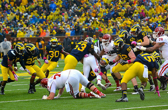 Blake Countess (18), Jarrod Wilson (22), Thomas Gordon (30), Mario Ojemudia (53), Desmond Morgan (48), Keith Heitzman (92), Jibreel Black (55), Brennen Beyer (97), and James Ross (15)