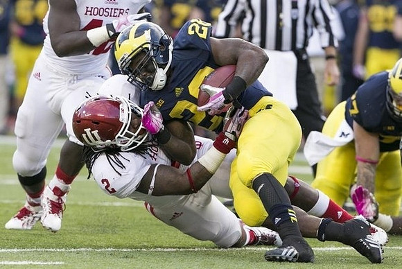 Fitzgerald Toussaint (28) and Taylor Lewan (77)