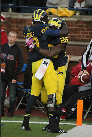 Devin Gardner (98) and Fitzgerald Toussaint (28)
