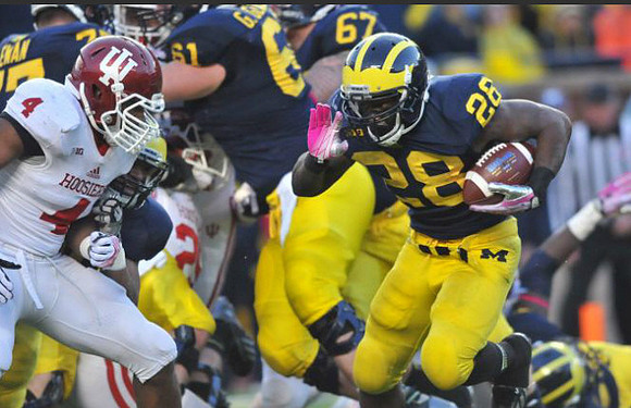 Taylor Lewan (77), Graham Glasgow (61), Kyle Kalis (67), and Fitzgerald Toussaint (28)