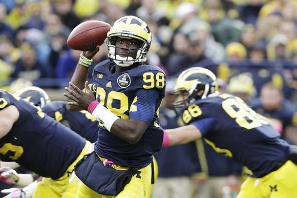 Devin Gardner (98) and Jake Butt (88)