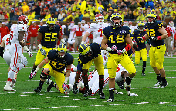 Jibreel Black (55), Jake Ryan (47), Jarrod Wilson (22), Mario Ojemudia (53), Keith Heitzman (92), Blake Countess (18), and Desmond Morgan (48)