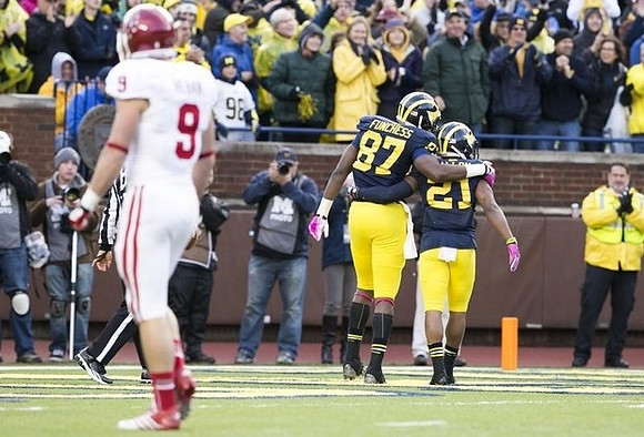 Devin Funchess (87) and Jeremy Gallon (21)