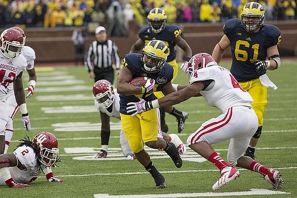 Jeremy Gallon (21), Fitzgerald Toussaint (28), and Graham Glasgow (61)