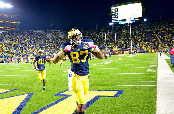 Devin Funchess (87) and Csont'e York (81)