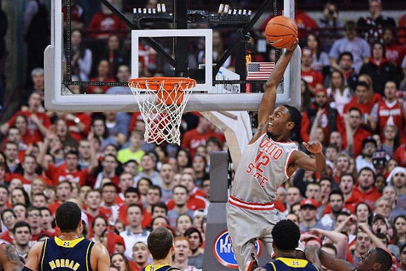 Jordan Morgan (52), Nik Stauskas (11), and Derrick Walton Jr. (10)