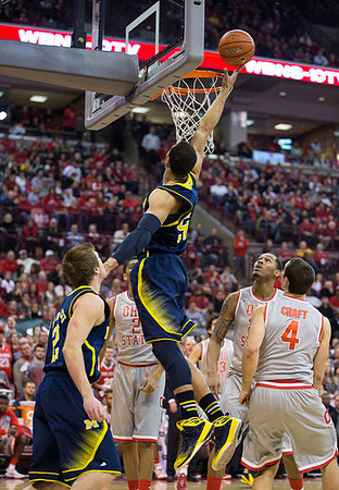 Spike Albrecht (2) and Jordan Morgan (52)