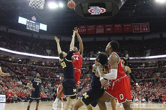 Zavier Simpson (3), Austin Davis (51), Eli Brooks (55), and Isaiah Livers (2)