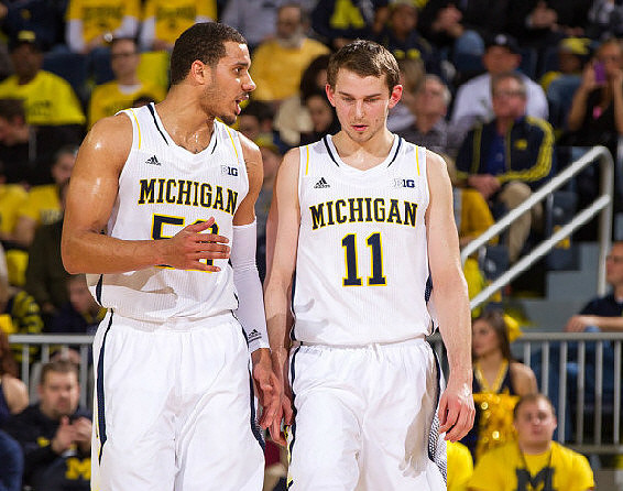 Jordan Morgan (52) and Nik Stauskas (11)