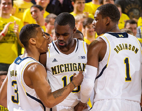 Trey Burke (3), Tim Hardaway Jr. (10), and Glenn Robinson III (1)