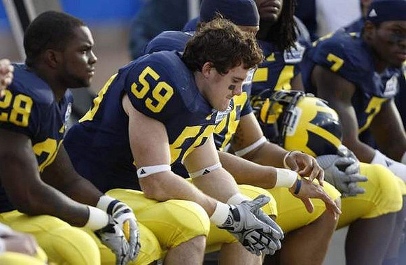 Fitzgerald Toussaint (28), Paul Gyarmati (59), and Devin Gardner (7)
