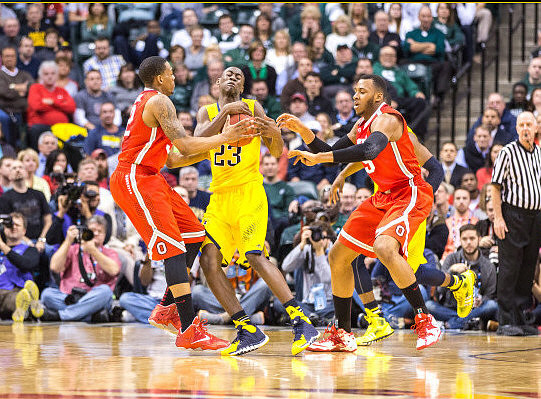 Caris LeVert (23) and Glenn Robinson III (1)