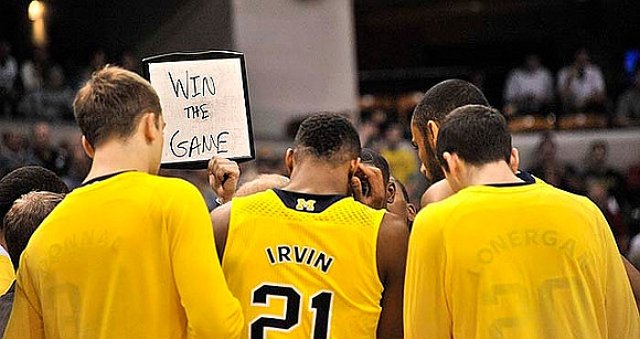 Glenn Robinson III (1), Derrick Walton Jr. (10), Jon Horford (15), and Nik Stauskas (11)