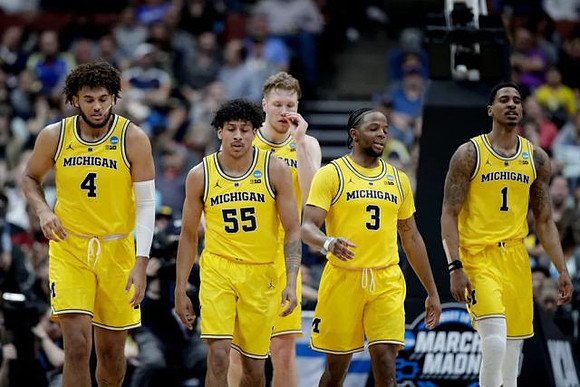 Isaiah Livers (4), Eli Brooks (55), Ignas Brazdeikis (13), Zavier Simpson (3), and Charles Matthews (1)