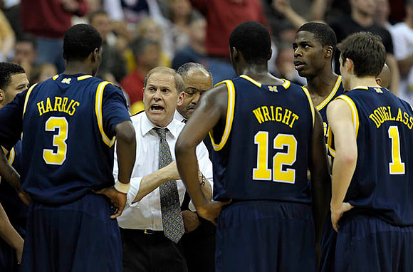 David Merritt (15), John Beilein, Jerry Dunn, Anthony Wright (12), Stu Douglass (1), and DeShawn Sims (34)