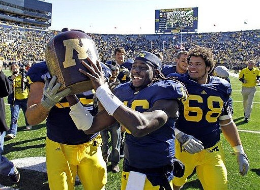 Little Brown Jug, Ryan Van Bergen (53), Denard Robinson (16), and Mike Martin (68)