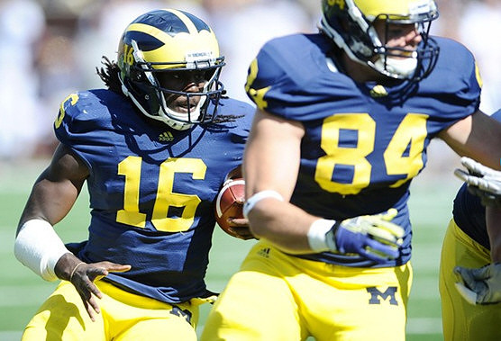 Denard Robinson (16) and Steve Watson (84)