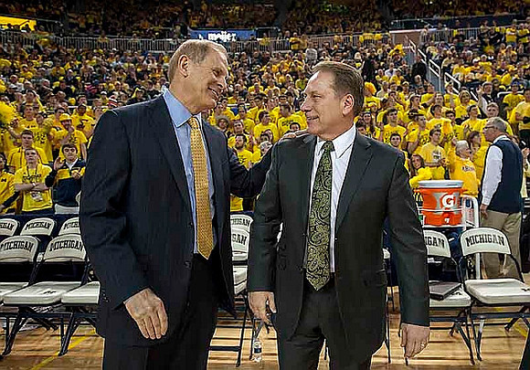 John Beilein and Michigan State Head Coach Tom Izzo