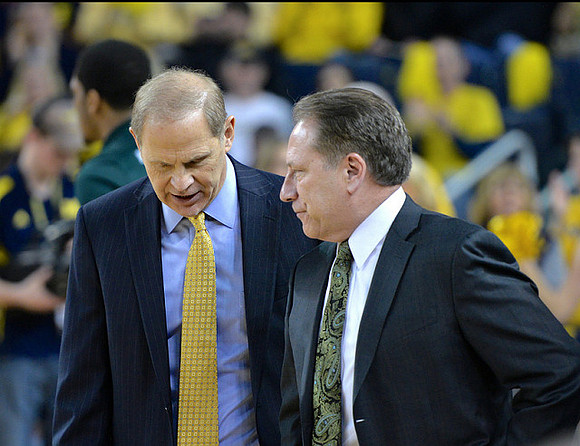 John Beilein and Michigan State Head Coach Tom Izzo