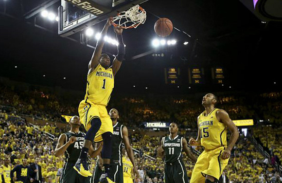 Glenn Robinson III (1), Nik Stauskas (11), and Jon Horford (15)