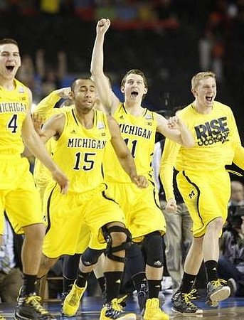 Mitch McGary (4), Jon Horford (15), Nik Stauskas (11), and Blake McLimans (22)