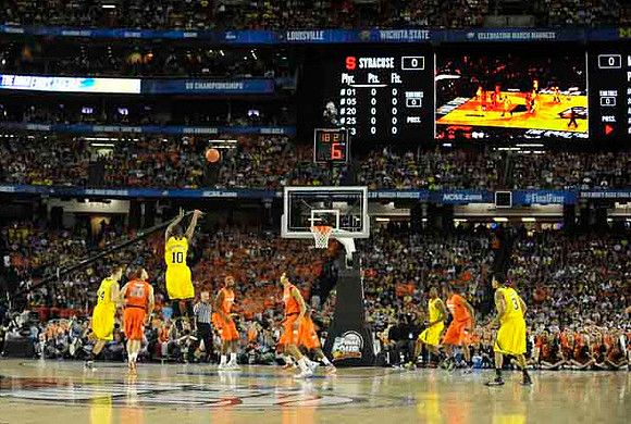 Mitch McGary (4), Tim Hardaway Jr. (10), Glenn Robinson III (1), and Trey Burke (3)