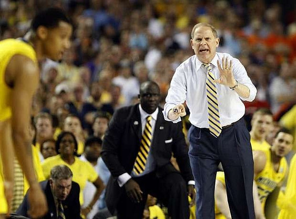Trey Burke (3), Jeff Meyer, Bacari Alexander, and John Beilein
