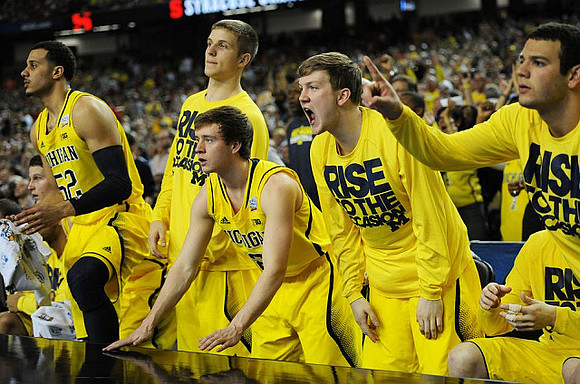 Jordan Morgan (52), Max Bielfeldt (44), Spike Albrecht (2), Matt Vogrich (13), and Josh Bartelstein (20)