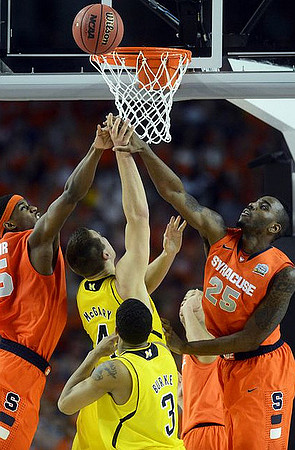 Mitch McGary (4) and Trey Burke (3)
