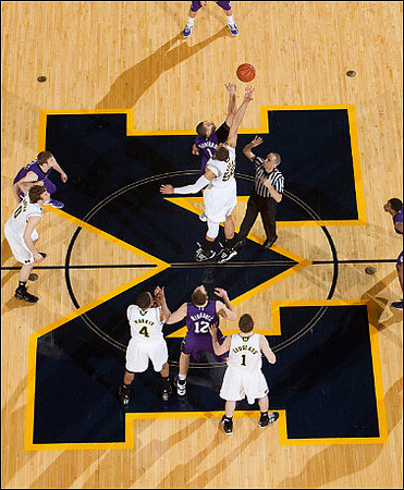 Zack Novak (0), Jordan Morgan (52), Darius Morris (4), and Stu Douglass (1)