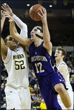 Jordan Morgan (52) and Zack Novak (0)
