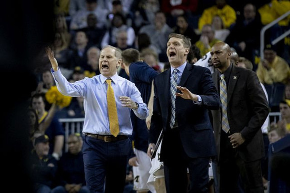 John Beilein, Luke Yaklich, and Saddi Washington