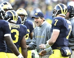 Lloyd Carr, Kevin Grady, Mario Manningham, and Chad Henne