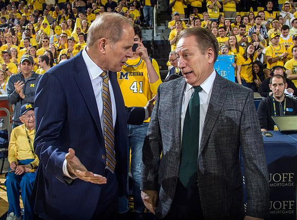 John Beilein and Michigan State Head Coach Tom Izzo