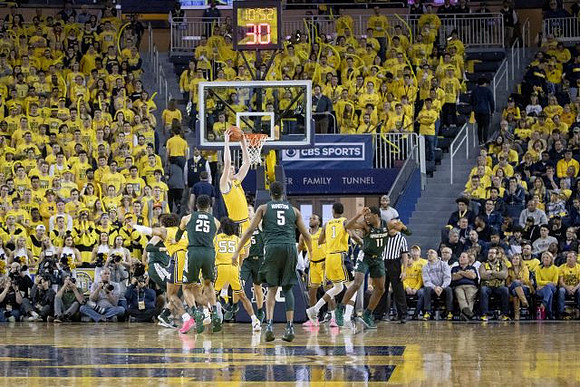 Isaiah Livers (4), Eli Brooks (55), Jon Teske (15), Zavier Simpson (3), and Charles Matthews (1)