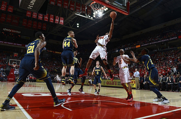 Zak Irvin (21), Max Bielfeldt (44), Kameron Chatman (3), Spike Albrecht (2), and Aubrey Dawkins (24)