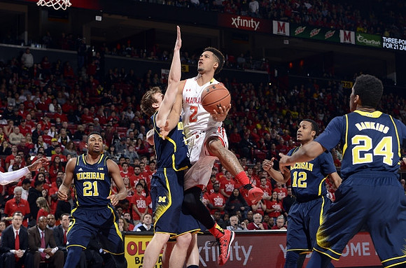 Zak Irvin (21), Spike Albrecht (2), Muhammad-Ali Abdur-Rahkman (12), and Aubrey Dawkins (24)