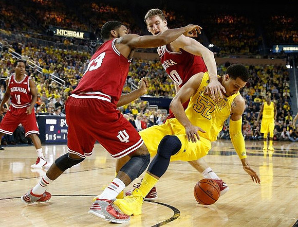 Jordan Morgan (52) and Tim Hardaway Jr. (10)