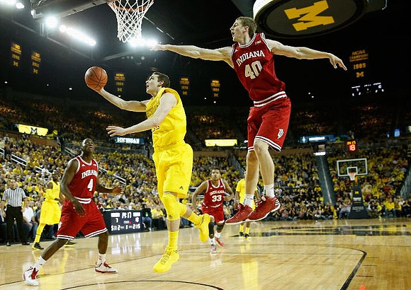 Nik Stauskas (11), Tim Hardaway Jr. (10), and Trey Burke (3)