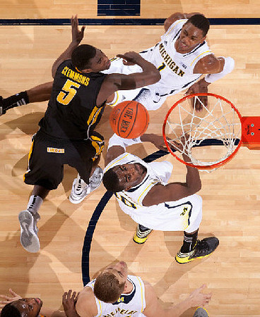 Max Bielfeldt (44), Glenn Robinson III (1), and Tim Hardaway Jr. (10)