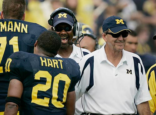 Fred Jackson, Lloyd Carr, Michael Hart, and Mark Ortmann