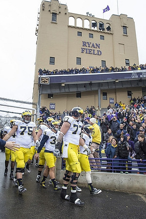 Michael Schofield (75), Brendan Gibbons (34), Taylor Lewan (77), and Drew Dileo (9)
