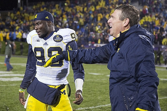 Devin Gardner (98) and David Brandon