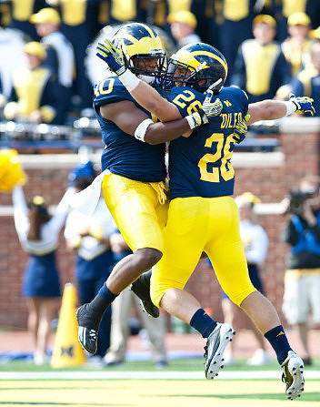 Drew Dileo (26) and Jeremy Gallon (10)