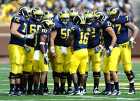 Mark Huyge (72), Patrick Omameh (65), Jeremy Gallon (10), David Molk (50), Denard Robinson (16), Ricky Barnum (52), Jeremy Jackson (17), and Taylor Lewan (77)