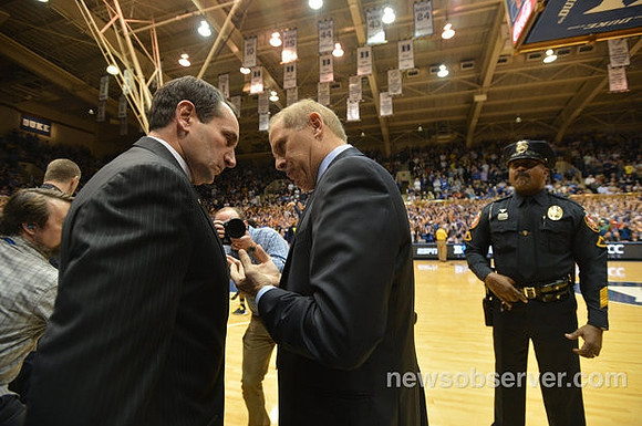 Duke Head Coach Mike Krzyzewski and John Beilein